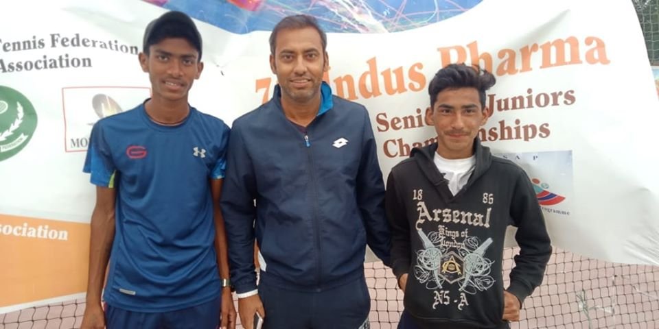 Aqeel Khan Spotted with Hasheesh Kumar and Mahateer Muhammad winners of 18 and 16 Singles of 7th Indus Pharma National Tennis championship at Modern Club Karachi