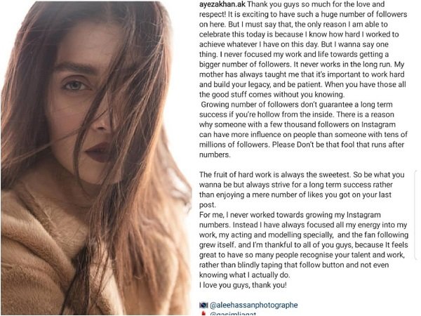 Ayeza Khan pens down a beautiful Thankyou note for her fans